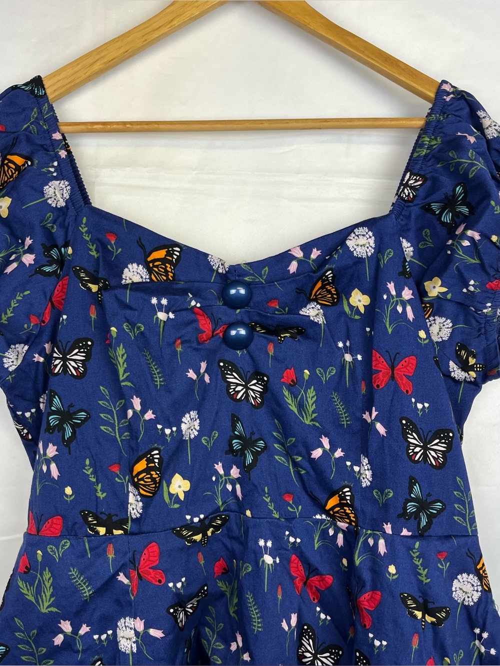 ModCloth x Collectif Pin-Up Butterfly Floral 1950s Swing Dress Size 20uk pockets - Picture 3 of 6